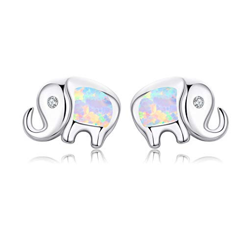 Elephant Earrings Synthetic Opal Earrings Sterling Silver Lucky Mini Elephant Stud Earrings Hypoallergenic Earrings Gifts for Women Men Teen  opal elephant Elephant Earrings Synthetic Opal Earrings Sterling Silver Lucky Mini Elephant Stud Earrings Hypoallergenic Earrings Gifts for Women Men Teen  opal elephant