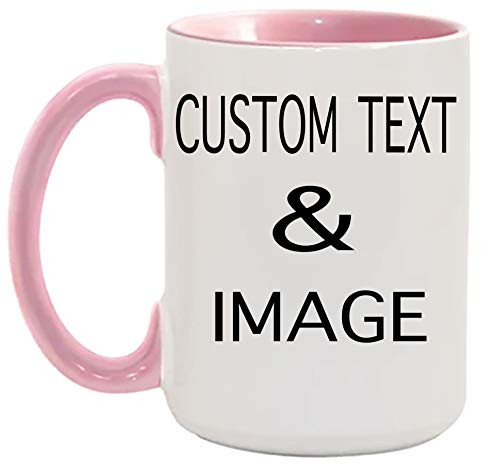 Customized 15oz Ceramic Coffee Mugs with Personalized Text and Photo Image Upload Novelty Gift Personalize With Different Design And Images Custom Gift  Pink