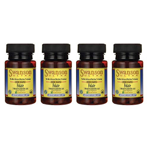 Swanson Folate  5-Methyltetrahydrofolic Acid  400 mcg 30 Veg Capsules  4 Pack