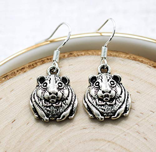 Guinea Pig Earrings - Guinea Pig Lover Gifts - Guinea Pig Jewelry for Girls - 925 Sterling Silver Hooks