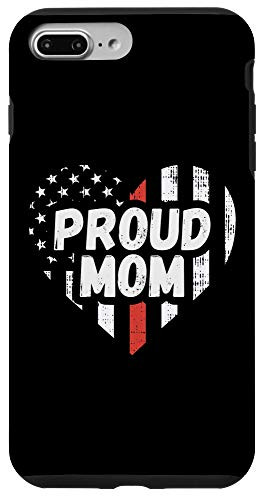 iPhone 7 Plus 8 Plus Firefighter Proud Mom USA Thin Red Line Christmas Gift Case