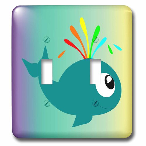 3dRose lsp_212855_2"Print Of Teal Baby Whale On Aqua Yellow Gradient Back" Double Toggle Switch Multicolor