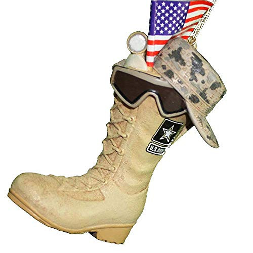 Kurt Adler U.S. Army Boot with U.S.A Flag and Icons Christmas Ornament  New Version