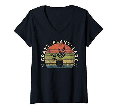 Womens Crazy Plant Lady Plant Lover Gardener Gifts Gardening Garden V-Neck T-Shirt Womens Crazy Plant Lady Plant Lover Gardener Gifts Gardening Garden V-Neck T-Shirt