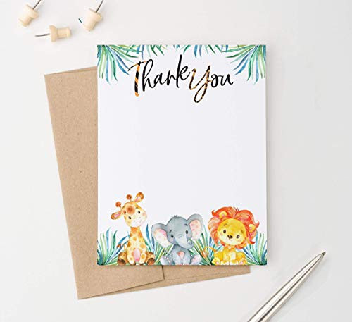 Safari Thank You Cards with Envelopes FLAT Blank Inside Zoo Thank You Notes for Baby Shower Thank You Cards Your Choice of Quantity and Envelope Color Safari Thank You Cards with Envelopes FLAT Blank Inside Zoo Thank You Notes for Baby Shower Thank You Cards Your Choice of Quantity and Envelope Color