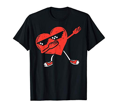 Dabbing Heart Funny Valentines Day Dab Dance Boys Girls Kids T-Shirt