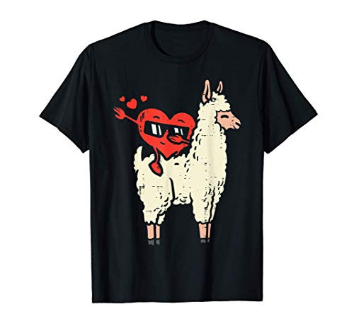 Dabbing Heart Ridin Llama Valentines Day Dab Dance Girl Gift T-Shirt