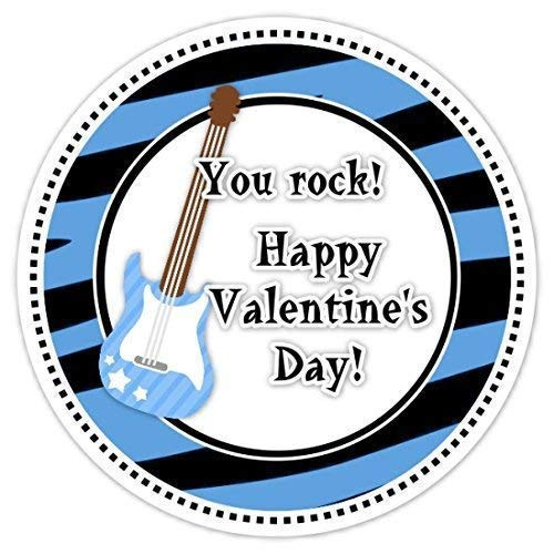 You Rock Rock n Roll Valentines Day Labels Valentine Stickers  36 count