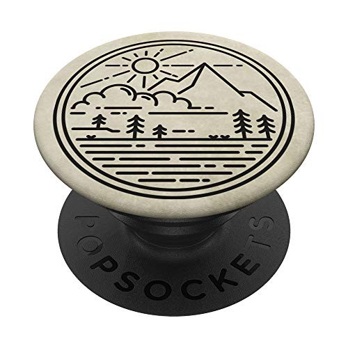 Line Drawing Mountain Scene PopSockets PopGrip  Swappable Grip for Phones  and  Tablets