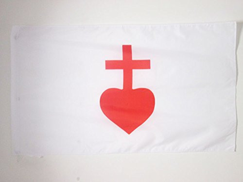 AZ FLAG Sacred Heart of Jesus Flag 3 x 5 for a Pole - Catholic Flags 90 x 150 cm - Banner 3x5 ft with Hole