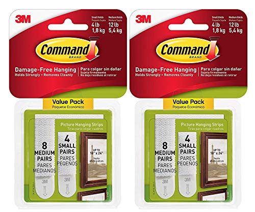Command Picture Hanging Strips HLX1K, 4-Small, 8-Medium, 2 Pack