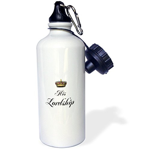 3dRose wb_112867_1"His Lordship part of a his and hers mr and mrs couples gift set funny humorous english lord humor" Sports Water Bottle, 21 oz, White