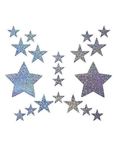 iHeartRaves Pastease Silver Glitter Star Pasties and Body Stickers Set  Silver