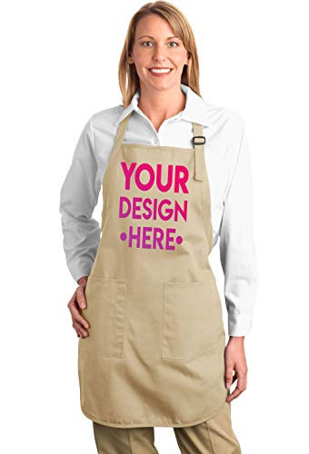 Personalized Aprons for Women  and  Men - ADD Your Logo Design Photo Text - Custom Apron with Pockets