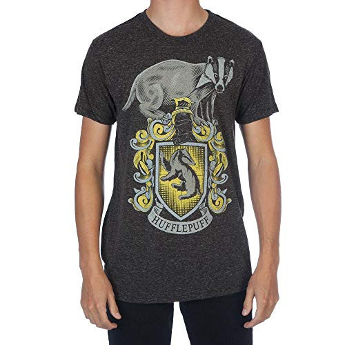 Harry Potter Hogwarts House of Hufflepuff Crest and Badger Mens Black Tee T-Shirt Shirt-X- Large Harry Potter Hogwarts House of Hufflepuff Crest and Badger Mens Black Tee T-Shirt Shirt-X- Large
