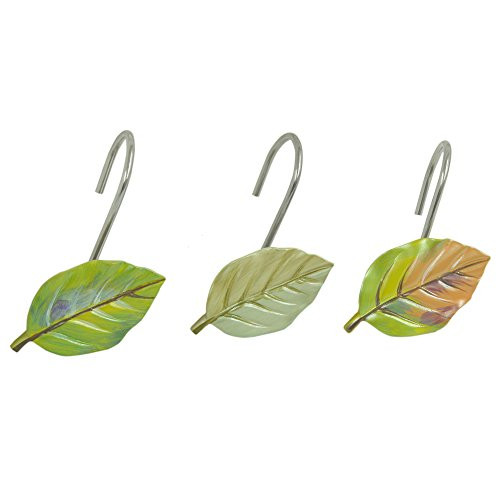 Bacova Guild Shower Curtain Hooks, Waterfalls Leaves