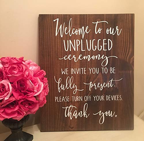 Adonis554Dan Welcome to our Unplugged Ceremony Signs Unplugged wedding Signs Rustic Wood Wedding Signs hand Wooden Printed stained wood Wedding Decor