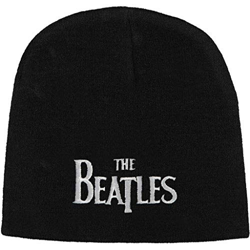 Beatles Beanie Classic Drop T Band Logo Knit Skully Hat Black