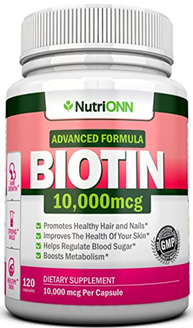 BIOTIN 10000 MCG - 120 Capsules - Designed for Hair Growth Strong Nails and Healthy Skin - Pharmaceutical-Grade Natural d-Biotin Vitamin B7 - Advanced Formula to Enhance Your Results BIOTIN 10000 MCG - 120 Capsules - Designed for Hair Growth Strong Nails and Healthy Skin - Pharmaceutical-Grade Natural d-Biotin Vitamin B7 - Advanced Formula to Enhance Your Results