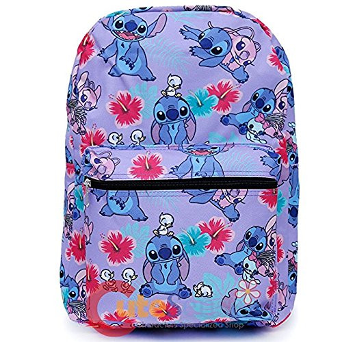 Disney Lilo and Stitch Purple Allover Print 16" Girls Large School Backpack- Disney Lilo and Stitch Purple Allover Print 16" Girls Large School Backpack-