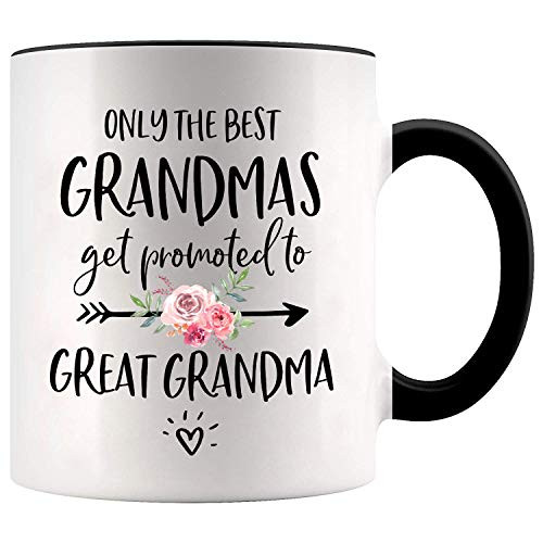 YouNique Designs Only the Best Grandmas Get Promoted to Great Grandma Mug 11 Ounces Great Grandma Announcement  Black Handle