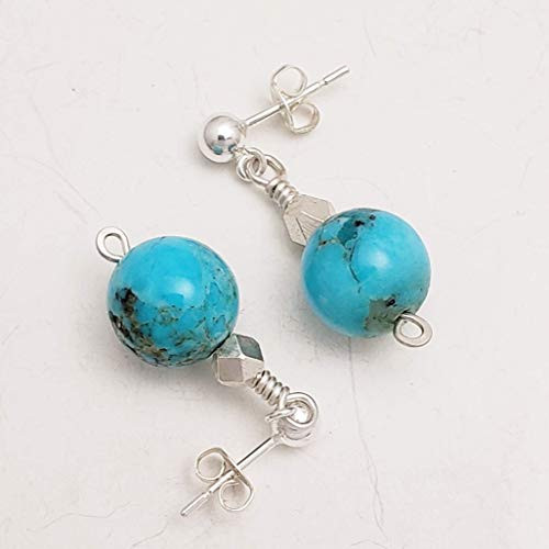 Kingman Turquoise Post Earrings Sterling Silver