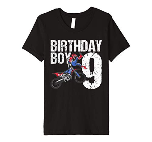 Kids 9 Year Old Dirt Bike Birthday Party Motocross MX 9th Gift Premium T-Shirt