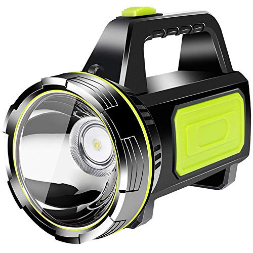 TTAototech Super Bright LED Rechargeable Torch Led Handheld Flashlight USB Rechargeable Portable Spotlight Large Batteries High Power Searchlight Waterproof Camping Lantern with Side Light