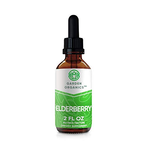 Garden Organics - Elderberry Alcohol Extract Tincture Organic Elderberry  Sambucus Nigra  Dried Berry  2 Fl Oz