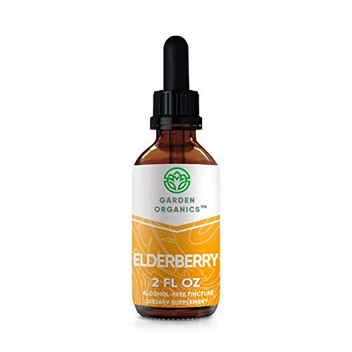 Garden Organics - Elderberry Alcohol-Free Extract Tincture Organic Elderberry  Sambucus Nigra  Dried Berry  2 Fl Oz