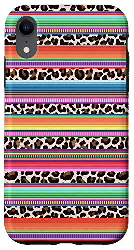 iPhone XR Funny Mexican Serape Fiesta Leopard Striped Pattern Case