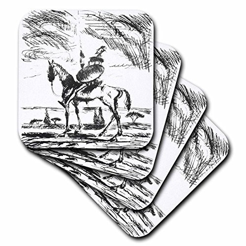 3dRose Don Quixote- Don Quixote, Spanish, Literature, Novel, Fiction, Fictional Spanish, People, Man Ceramic Tile Coasters (Set of 4)