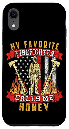 iPhone XR Fireman Red Line Flag Firefighter Wife Girlfriend Honey Case