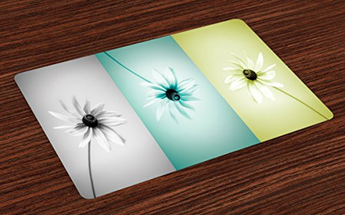 Ambesonne Abstract Place Mats Set of 4, Daisy Flowers in Different Featured Framed Saturated Artsy Image, Washable Fabric Placemats for Dining Room Kitchen Table Decor, Turquoise Grey Avocado Green Ambesonne Abstract Place Mats Set of 4, Daisy Flowers in Different Featured Framed Saturated Artsy Image, Washable Fabric Placemats for Dining Room Kitchen Table Decor, Turquoise Grey Avocado Green