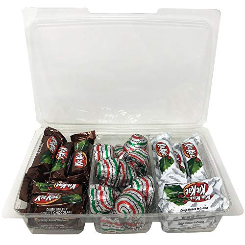 Hersheys Christmas Candy Gift Tray 3 Sectional Tray Includes Holly Kit Kats Miniature Bars in Dark and White and Hersheys Peppermint Bark Bells for Stocking Stuffers and Holiday Gifting Hersheys Christmas Candy Gift Tray 3 Sectional Tray Includes Holly Kit Kats Miniature Bars in Dark and White and Hersheys Peppermint Bark Bells for Stocking Stuffers and Holiday Gifting