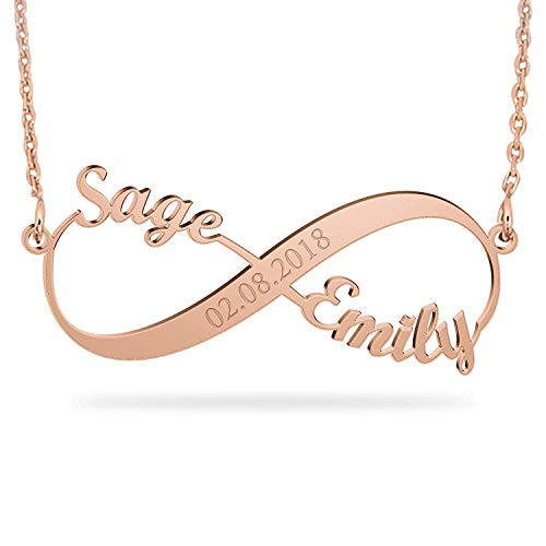18K Gold Plated Nameplate Necklace Sterling Silver Infinity Name Necklace for Women Personalized Mom Bridesmaid Gift Jewelry for Women Rose Gold with Engraving 18K Gold Plated Nameplate Necklace Sterling Silver Infinity Name Necklace for Women Personalized Mom Bridesmaid Gift Jewelry for Women Rose Gold with Engraving