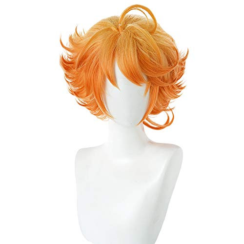 Anime The Promised Neverland Emma Cosplay Wig Short Orange Curly Party Hair Halloween Costume Accessories