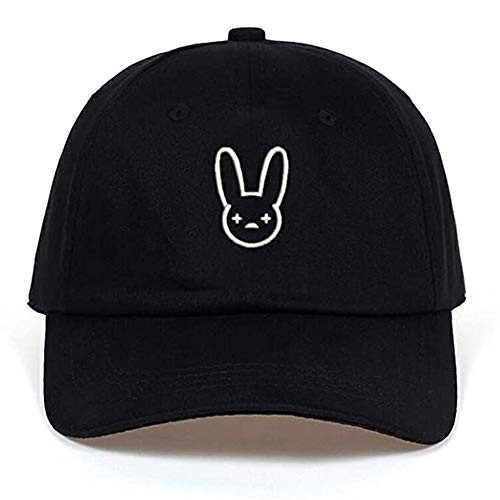 Feisette Black Bunny Baseball Cap Embroidered Bunny Baseball Dad Hat