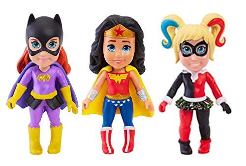 Jakks DC Mini Toddler Super Hero Girls Wonder Woman Harley Quinn Batgirl 3 inch  Mini Figure Bundle