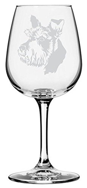 Schnauzer Dog Themed Etched All Purpose 12.75oz Libbey Wine Glass