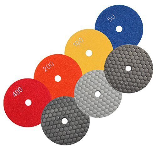Granite Diamond Polishing 4 Inch Dry Pads 7 Pcs for Concrete Marble Stone Polish,7 Pads Mix 50 to 3000 Grit Granite Diamond Polishing 4 Inch Dry Pads 7 Pcs for Concrete Marble Stone Polish,7 Pads Mix 50 to 3000 Grit