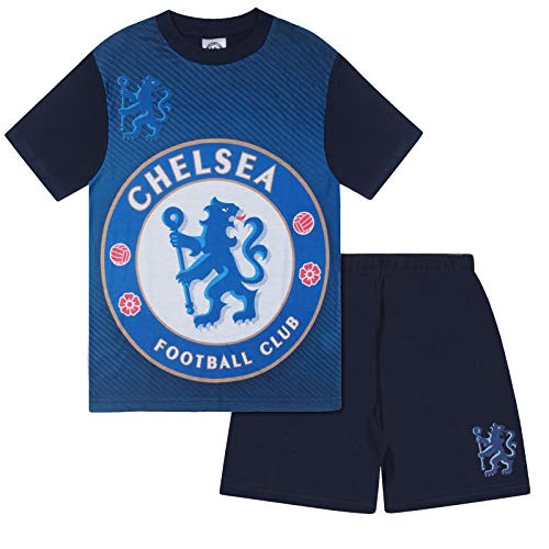 Chelsea FC Official Soccer Gift Boys Sublimation Short Pajamas Navy 10-11 Years
