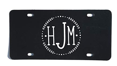 Custom Personalized Monogram Vanity Plate Initial Front License Auto Tag Car Accessories Circle Vine Design Custom Personalized Monogram Vanity Plate Initial Front License Auto Tag Car Accessories Circle Vine Design