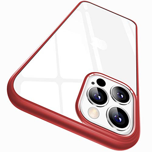 CASEKOO Crystal Clear Designed for iPhone 12 Pro Max Case  Not Yellowing   Military Grade Drop Tested  Shockproof Protective Phone Case Slim Thin Cover 5G 6.7 inch 2020 Red