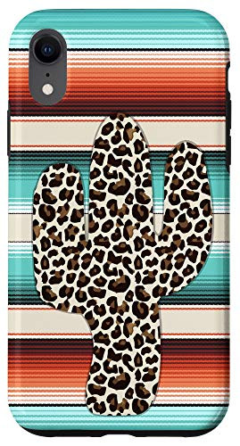 iPhone XR Funny Leopard Cactus Serape Cactus print Turquoise Case