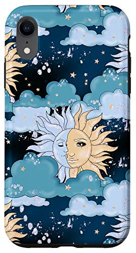 iPhone XR Case celestial magic moon and sun clouds pattern phone Case
