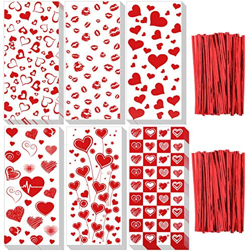 150 Pieces Valentine Cellophane Bags Valentine Candy Bags Valentines Favor Treat Goodies Bags with 200 Pieces Twist Ties for Valentine Party Holiday Supplies 150 Pieces Valentine Cellophane Bags Valentine Candy Bags Valentines Favor Treat Goodies Bags with 200 Pieces Twist Ties for Valentine Party Holiday Supplies