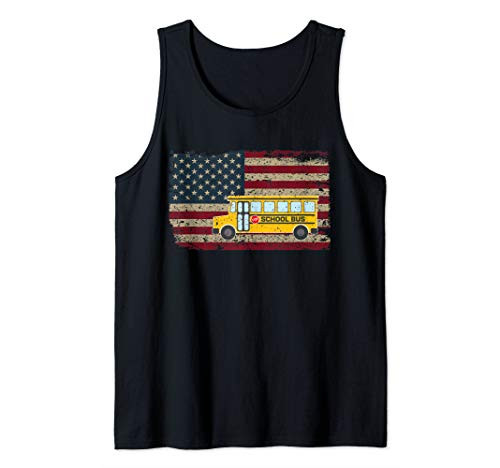 School Bus Driver America Flag Patriotic Bus Driving Gift Tank Top