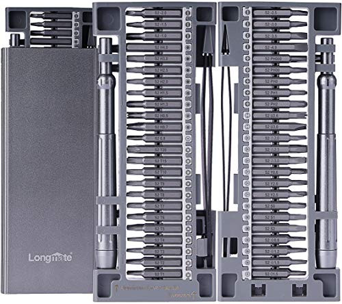 Longmate  50 in 1 Precision Screwdriver Set Magnetic Electronics Repair Tool Kit with High Grade S2 Tool Steel Driver Bits and Aluminum Case for Mobile Phone Electronics Household DIY Repair