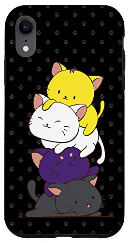 iPhone XR Non-Binary Pride Flag Cute LGBTQ Kawaii Cat Art Case